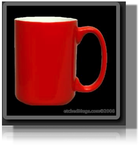 15 oz Red Deep Etched Mug